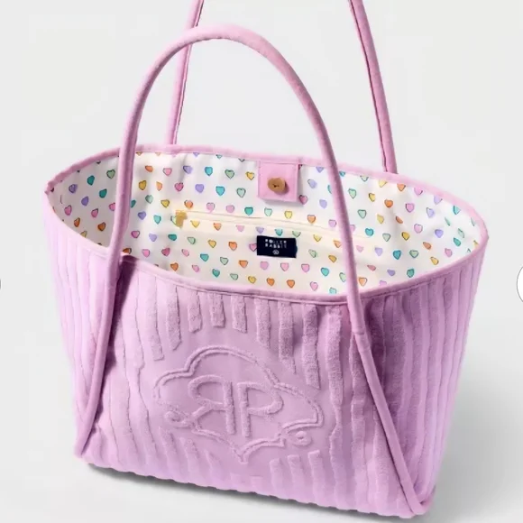 NWT Striped Large Terry Beach Tote Bag Lavender - Roller Rabbit x Target - Picture 4 of 7